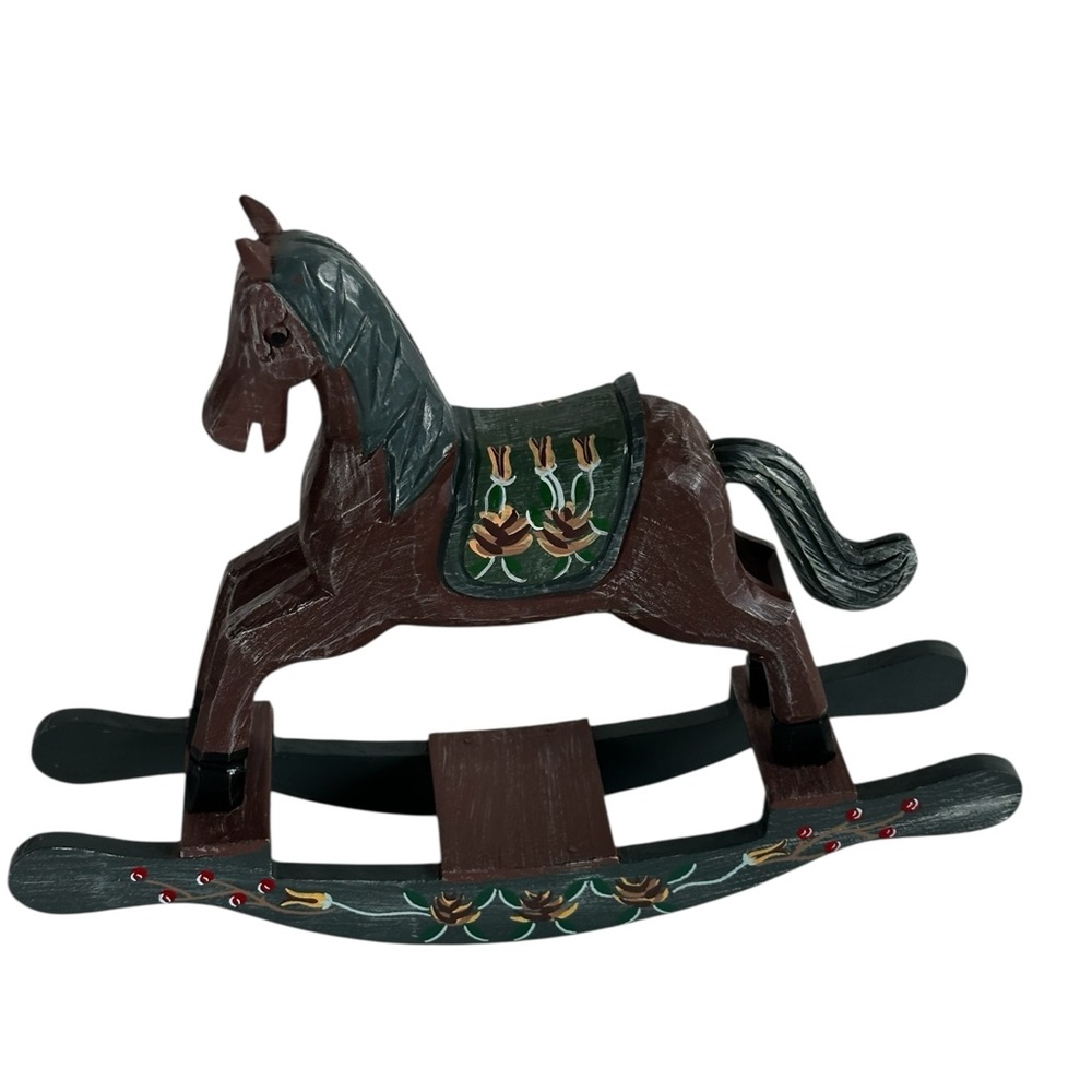 Vintage Wooden Rocking horse, It appears to be a Handmade or carved piece